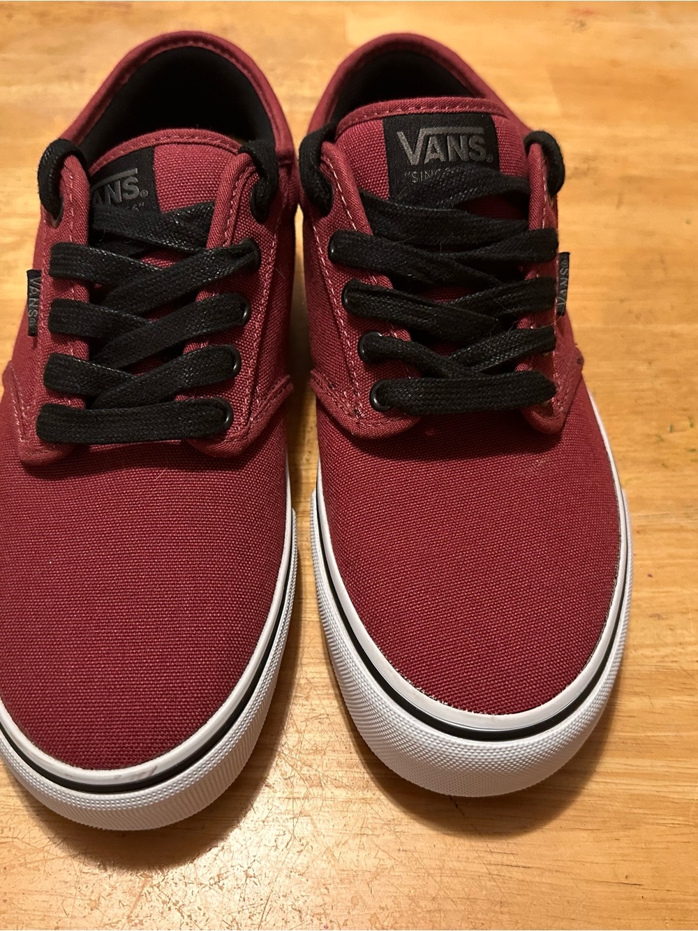 Vans Men’s Low-Top Canvas Sneakers — Burgundy with Black Accents